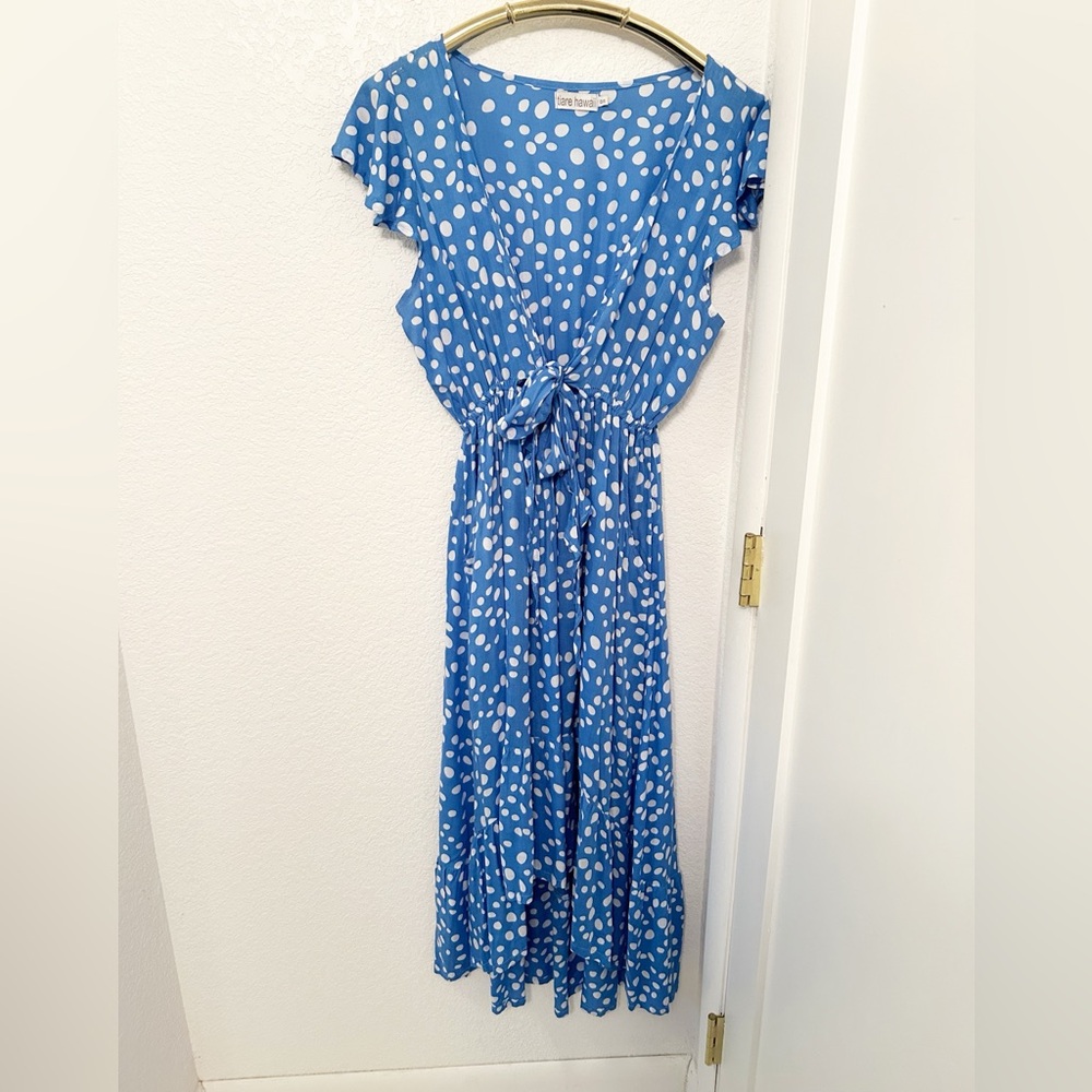 TIARE HAWAII The Blake high-low V-neck tie front dress in Bambi Print SZ: medium